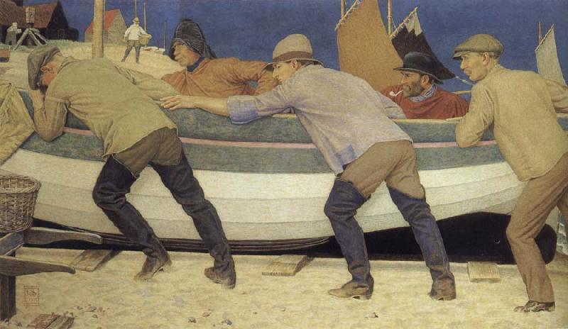 Joseph E.Southall Fishermen and boat oil painting image